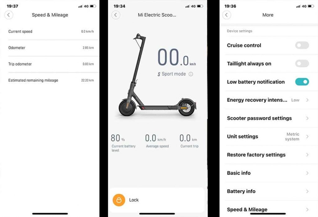 Xiaomi-Mi-Electric-scooter-1s-app&funktionalitet